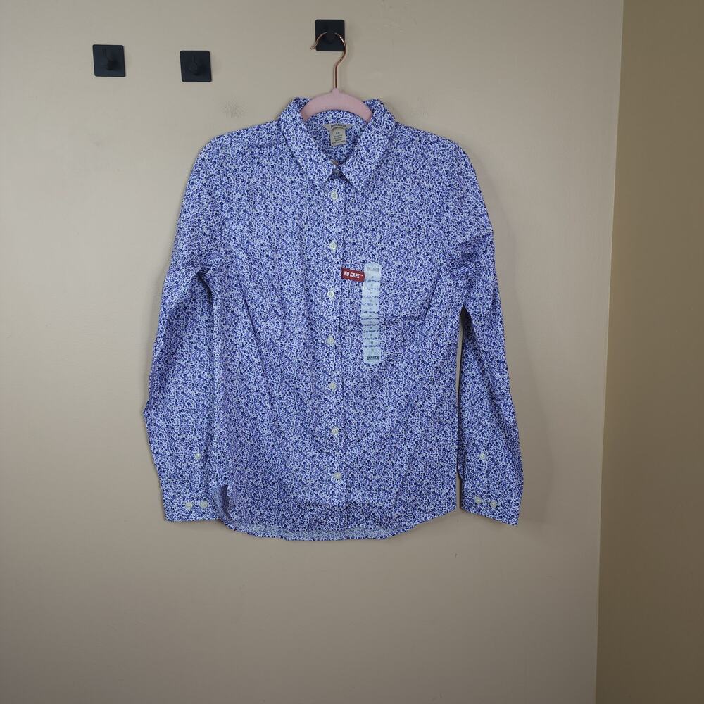 Duluth Trading Co. Wrinklefighter Button Up Shirt Small Purple Floral Size XS